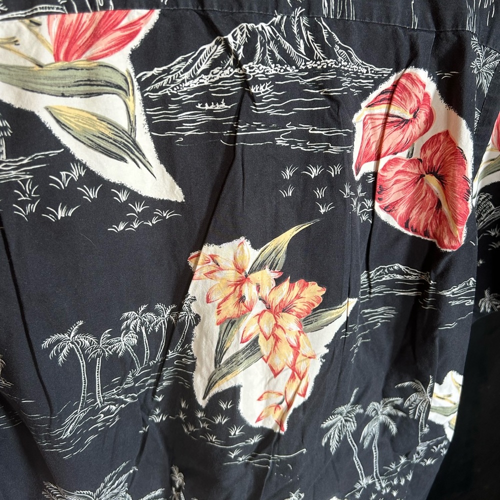 Vintage 70s/80s Black Hawaiian Button Down Shirt Size S - Picture 4 of 7